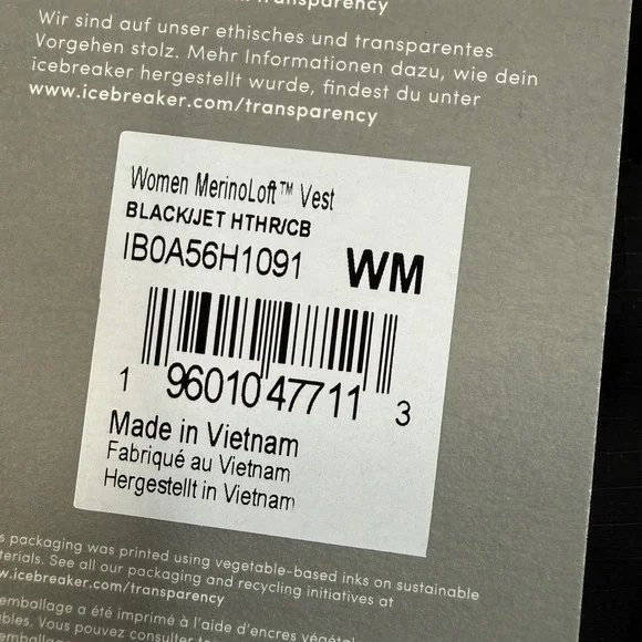Icebreaker Women's MerinoLoft Wool Vest Black Jet Heather Size Medium  NEW - Picture 2 of 7